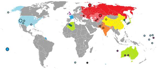 Rael Nuclear use locations world map