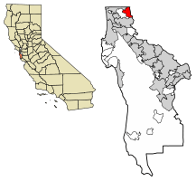 Location of Brisbane in San Mateo County, California.