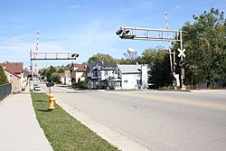 Facing NE near the railroad tracks