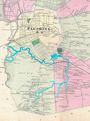 1873 Beers Map of Flushing and College Point, Queens, New York - Geographicus - Kissena Creek & Central RR 2A