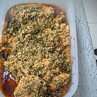 Egusi and bitter leaf soup.