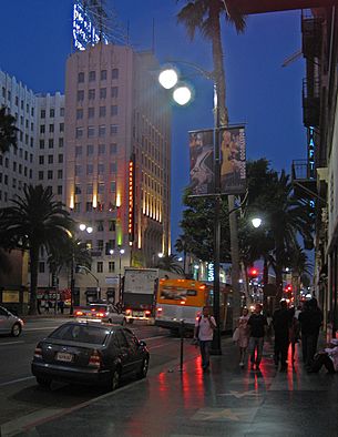 Hollywood Boulevard at night