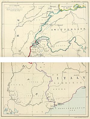 South-east frontier of France after the Treaty of Paris, 1815