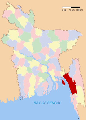 Location of Chittagong in Bangladesh