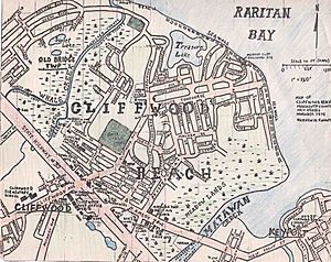 Hand drawn map of Cliffwood Beach, by Matt Furmato