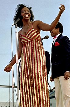 Gladys Knight aboard USS Ranger (CV-61), 1981