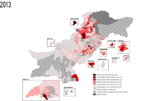 Pakistan election 2013 PTI vote share