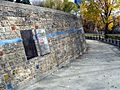 The "Wall Through Time" sculpture at the Forks Winnipeg