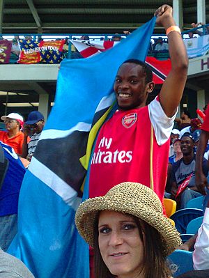 Man with Saint Lucia flag