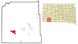 Location in Oglala Lakota County and the state of South Dakota