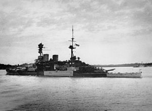 HMS Repulse leaving Singapore