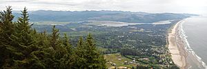 View of Manzanita and Nehalem Bay from Neahkahnie Mountain