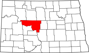 Map of North Dakota highlighting McLean County