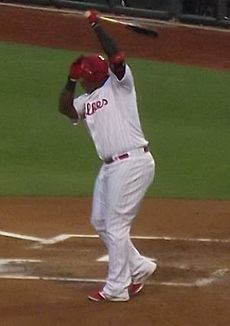 Marlon Byrd warms up