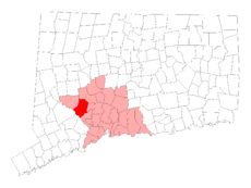 Oxford's location within New Haven County and Connecticut