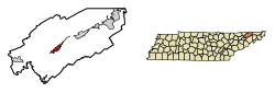 Location in Hawkins County, Tennessee