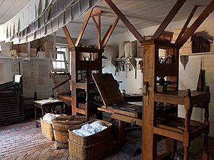 Press with drying newspapers