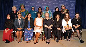 2012 IWOC Award winners with Hillary Rodham Clinton and Michelle Obama.jpg