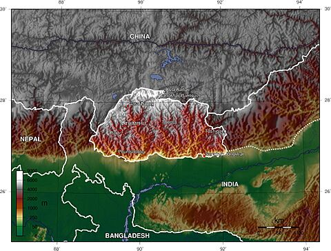 Bhutan topo en