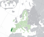 Map showing Portugal in Europe