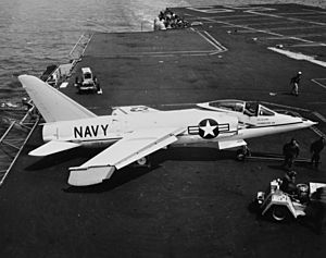 F11F-1 Tiger on USS Forrestal (CVA-59) in April 1956