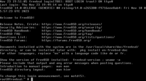FreeBSD 14 welcome screen after login