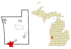 Location of Holland within Ottawa County, Michigan