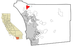 Location in San Diego County and the state of California