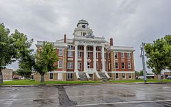 The San Saba County Courthouse in San Saba with emblem "From the People to the People."