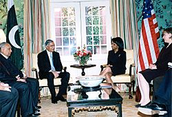 Shaukat Aziz with C. Rice