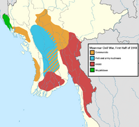 Map of insurgent activity in Burma in 1948