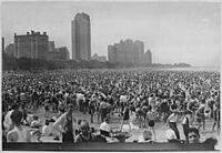 Crowd of bathers on the Lake Michigan beach, ca. 1925 - NARA - 535893