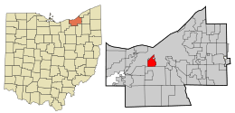 Location in Cuyahoga County and the state of Ohio.