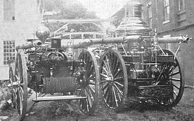 Electric fire engine with a steam one