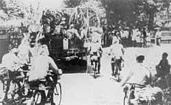 Japanese troops move through Java