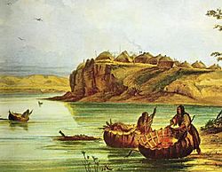 Mandan Bull Boats and Lodges- George Catlin