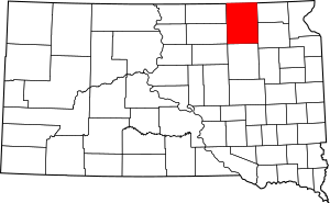 Map of South Dakota highlighting Brown County