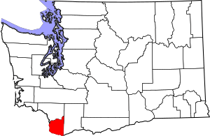 Map of Washington highlighting Clark County