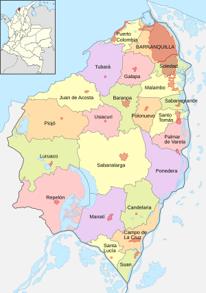 Mapa de Atlántico (político)