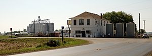 Grain elevator and Midland Farm Store (2014)