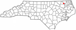 Location of Harrellsville, North Carolina