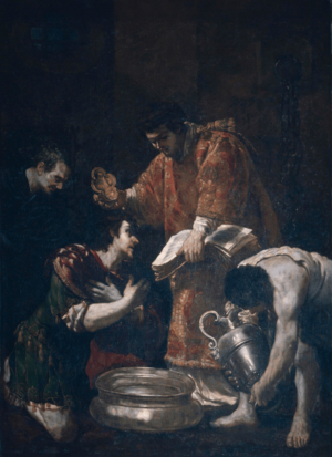 Baptismo de Santo Hermenegildo (século XVII) - attrib. Giovanni Guercino (MNAA438, Paço dos Duques de Bragança)