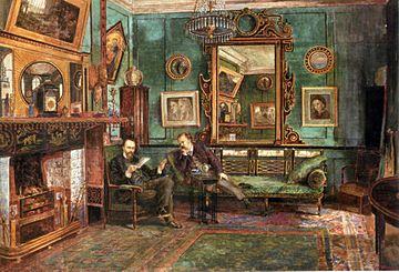 Henry Treffry Dunn Rossetti and Dunton at 16 Cheyne Walk