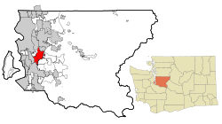 Location of Renton in King County and Washington