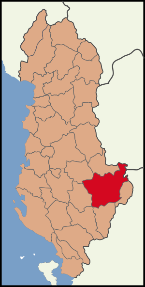 Map showing the district within Albania