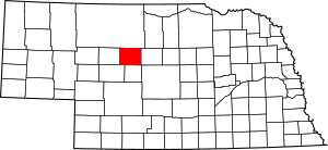 Map of Nebraska highlighting Thomas County