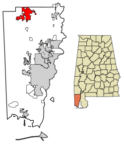 Location in Mobile County, Alabama