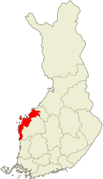 Ostrobothnia on a map of Finland