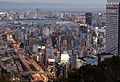 Twilight view of Kobe, from a point near Shin-Kobe station