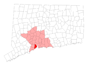 Location in New Haven County, Connecticut